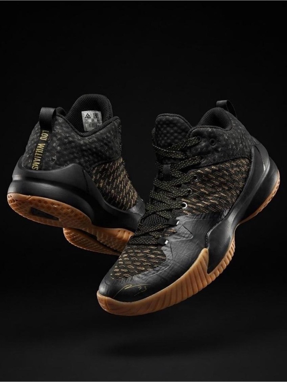 Peak Lou Williams The Sixth Man Basketball Shoes Black Gold Gum Sole Men US 8